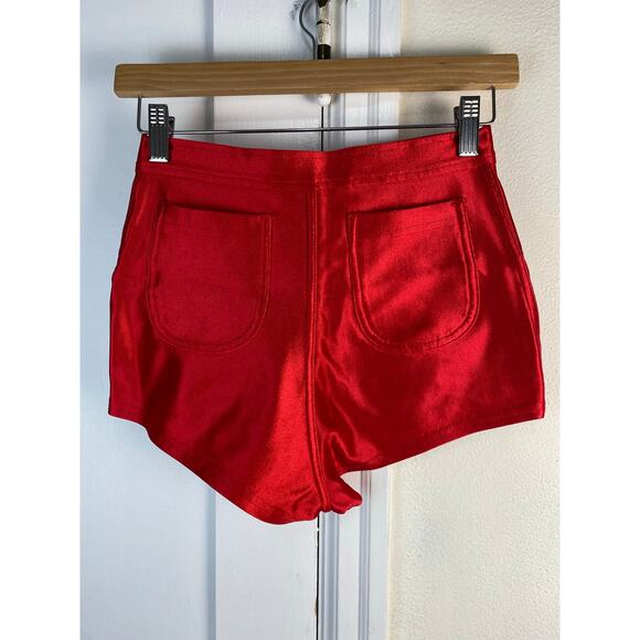 American Apparel Women's S Red Satin Retro Booty Shorts - Picture 2 of 5